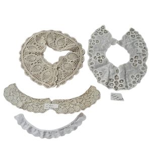 Set of two lace colars,eyelet fabric for collar and off white pieces for collar
